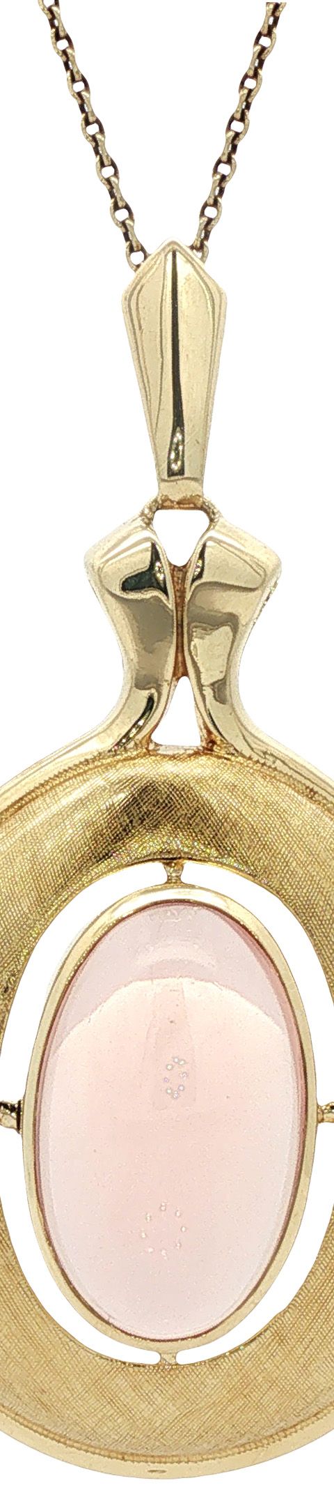 Vintage 14K Gold Pendant with Star Rose Quartz